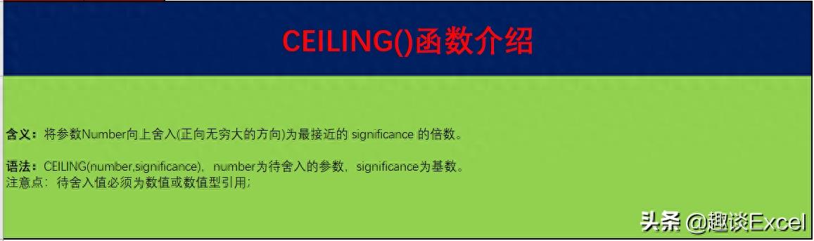 EXCEL数学函数——CEILING函数的使用方法介绍